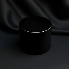 Minimalist Black Cylinder on Dark Fabric Background