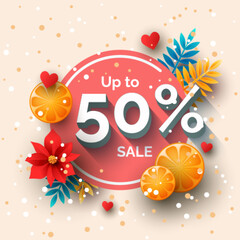 Up to 10 percent sale banner template design. Vector holiday discount illustration