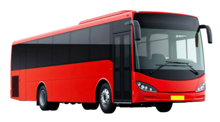 Red bus isolated on transparent background