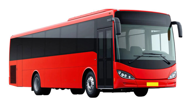 Red bus isolated on transparent background