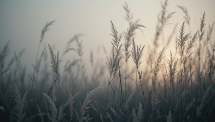Fototapeta premium Tall feathery grass stalks in soft light image