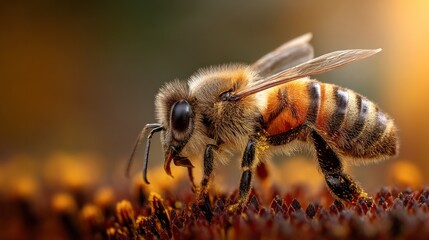 Close up honeybee on a flower