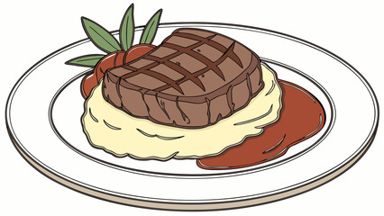 steak with mazhed potatoes