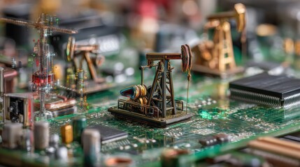 Oil pump miniature on circuit board