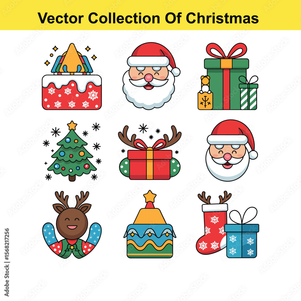 Poster vector art of a vector collection of christmas elements isolated on white background