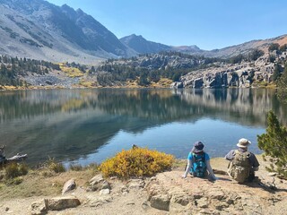 hikers in the moutain with a mirror image