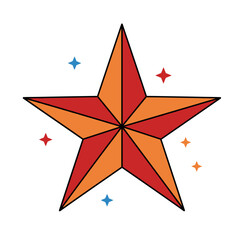 Fototapeta premium Geometric star shape in red and orange with colorful accents 