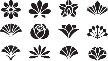 Fototapeta premium Elegant Floral Botanical Plant Icons