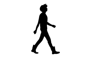 A simple, clean silhouette of a person walking, perfect for use in presentations, posters, website graphics, or social media vector.