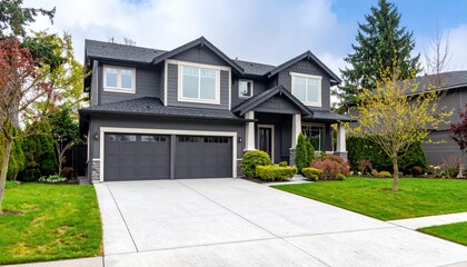 Suburban home with manicured lawn