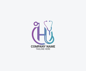 medical logo desing with stethoscope and letter H