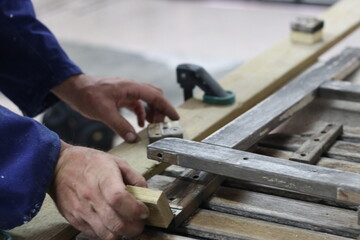 A carpenter's tools in his woodshop