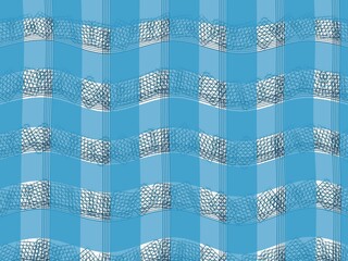 Abstract Wavy Grid Pattern in Blue Tones