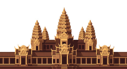 Fototapeta premium A stylized illustration of Angkor Wat, a magnificent temple complex in Cambodia.