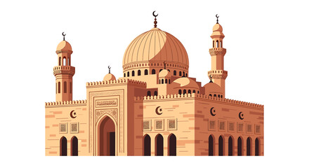 Obraz premium A stylized illustration of a large, ornate mosque, showcasing its architectural details and Islamic design elements.