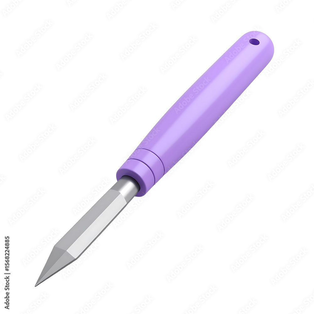 Poster lavender sculpture chisel 3d icon with smooth pastel handle and sharp end in transparent background