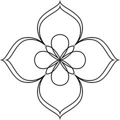 Traditional Thai art line motif vector isolated on white background