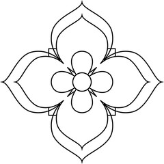 Traditional Thai art line motif vector isolated on white background