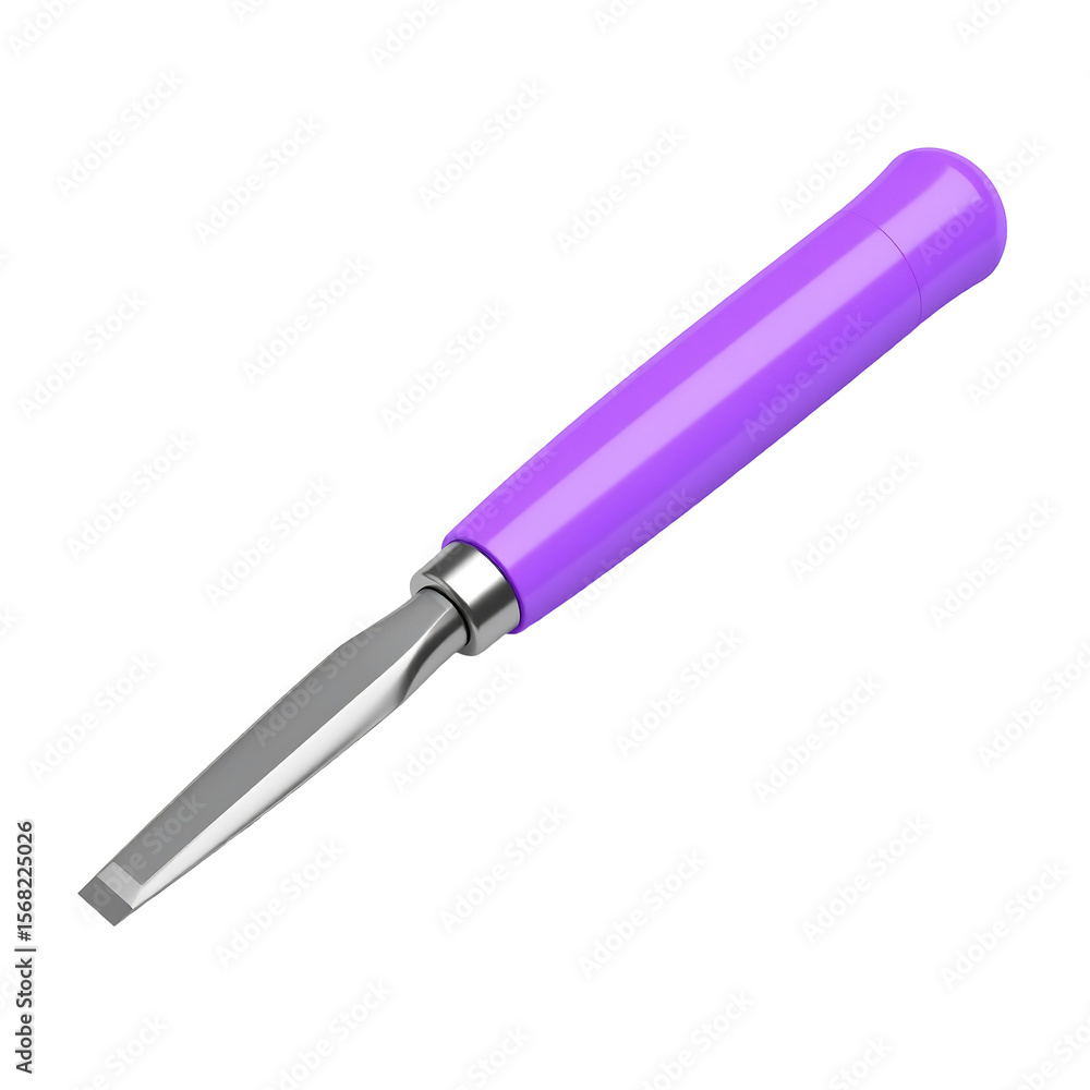 Poster lavender sculpture chisel icon with smooth pastel handle and sharp end on transparent background