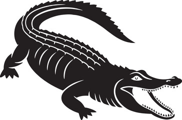 Fototapeta premium Vector illustration of a fierce alligator showing its teeth in a classic monochrome style