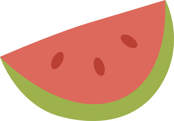 Refreshing Watermelon Slice Vector Illustration with Seeds and Green Rind. Flat Design Summer Fruit Graphic.