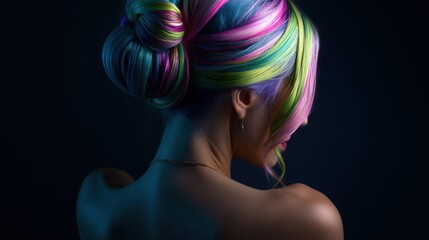 Woman with vibrant colorful hair