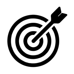 Black and White Target with Arrow Symbol of Accuracy and Precision.