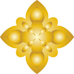 Gold Thai art decorative motif vector isolated on white background