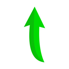 Green arrow pointing upwards with a subtle curve and shadow