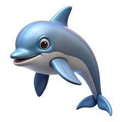Obraz premium A playful light blue dolphin with a white belly isolated on transparent background