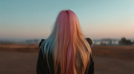 Woman with colorful hair outdoors