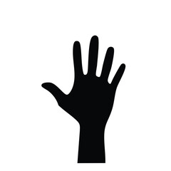 Obraz premium Black silhouette of an open hand with fingers spread wide white
