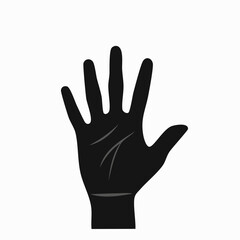 Obraz premium Black silhouette of an open hand with palm lines and wrist detail vector