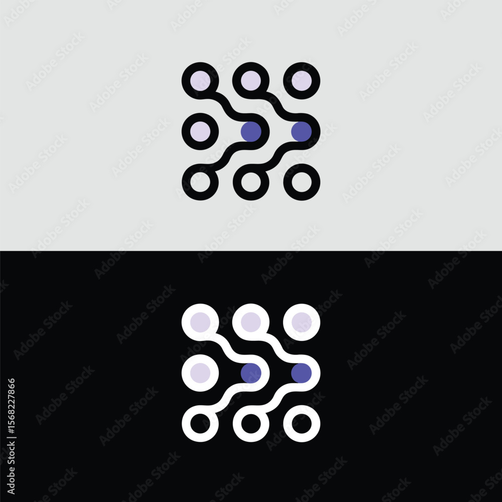 Poster a modern abstract logo design with connected dots is isolated on white background
