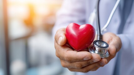 Doctor holding heart and stethoscope