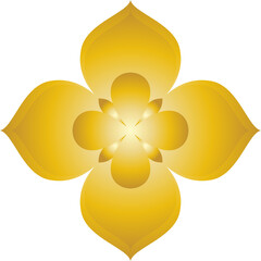 Gold Thai art floral decorative motif vector isolated on white background