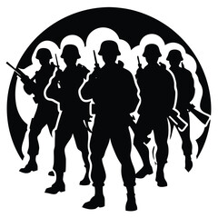 Fototapeta premium Soldiers Icon single vector shilhouette 