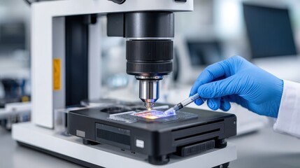 Laboratory Microscope with Slide Under Analysis in Research Lab Setting