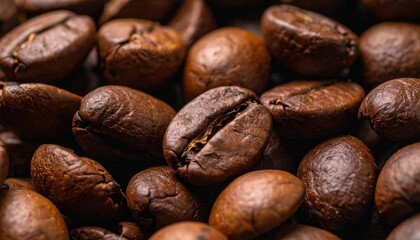 Close up roasted coffee beans