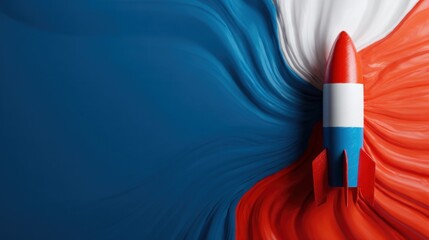 Rocket model on abstract flag inspired background