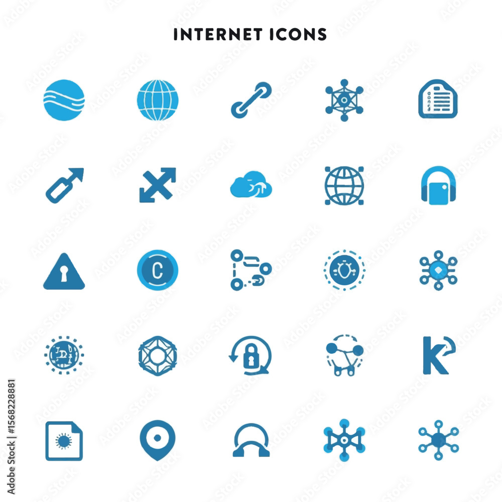 Poster vector web icon set: home, mail, phone, and search symbols for internet communication and website de