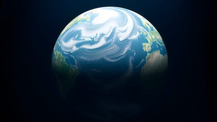 Global Sphere: The Earth, a vibrant blue and green sphere, floats serenely against the backdrop of deep space, highlighting its natural beauty.