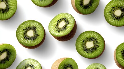 Fototapeta premium sliced kiwi fruit seamless pattern 