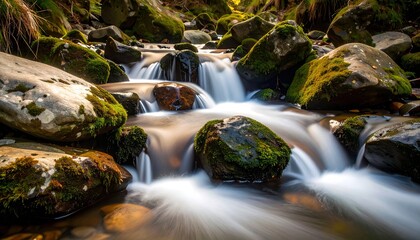 Fototapeta premium Rocky creek cascading over stones
