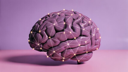 Abstract Digital Illustration: Futuristic Brain with Glowing Neural Connections