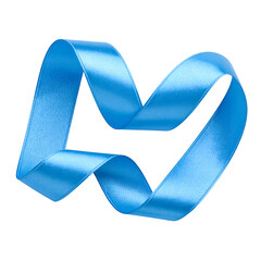 Light Blue Ribbon Wave Icon with Flowing Curled Ends Festive Decoration Symbol Isolated