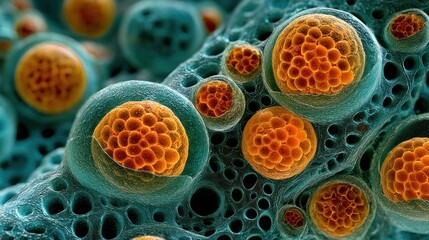 Microscopic cellular structures magnified