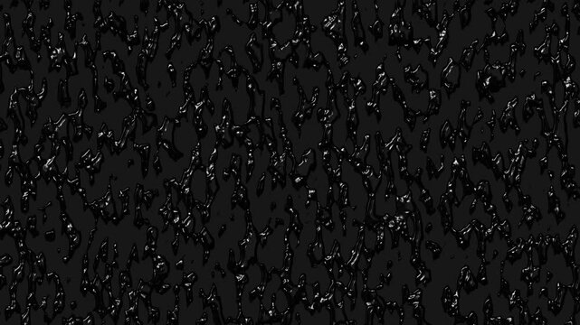 Glossy black liquid flowing on gray background, Abstract horror texture loop