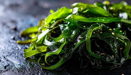 瑞々しさ際立つ生わかめの質感