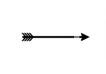 Stylized black arrow with fletching and tail details isolated on white background